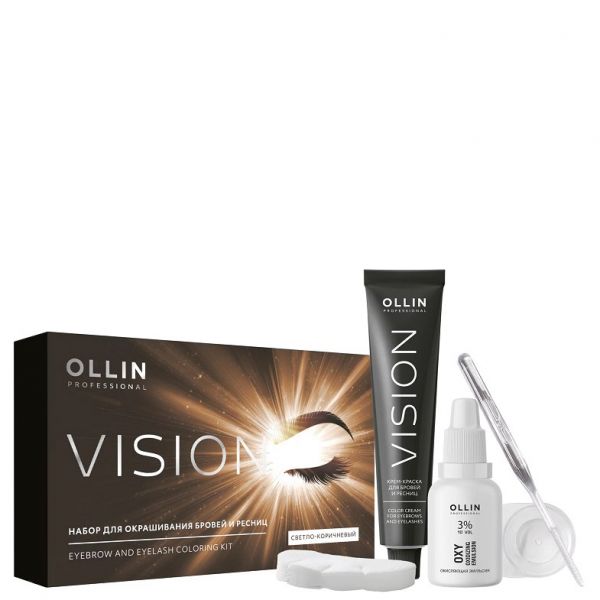 VISION SET for coloring eyebrows and eyelashes (Light brown) OLLIN 20 ml